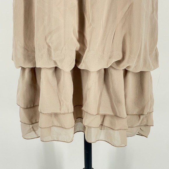 Runway Paris Dress Sleeveless Ruffle Floral Detail Mini Nude M Retro‎ Y2K Boho - Picture 8 of 12